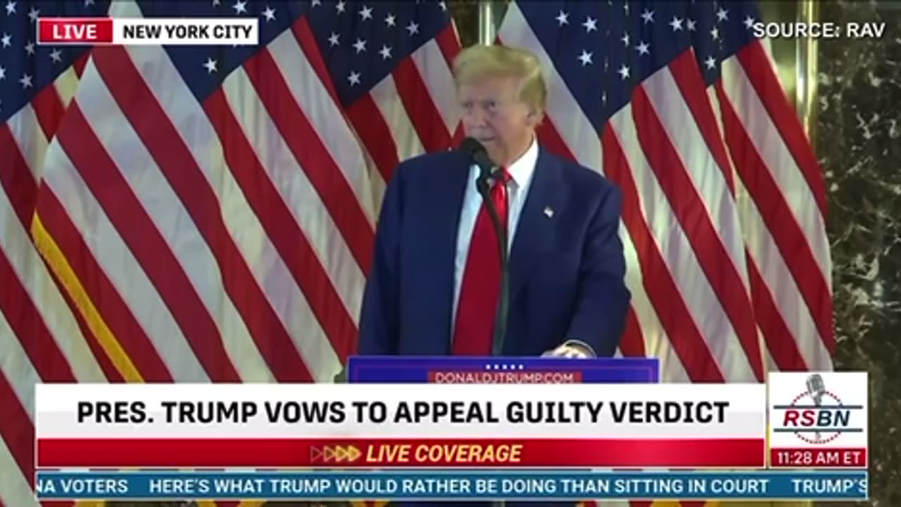 Trump announces he will appeal “scam” verdict in show trial