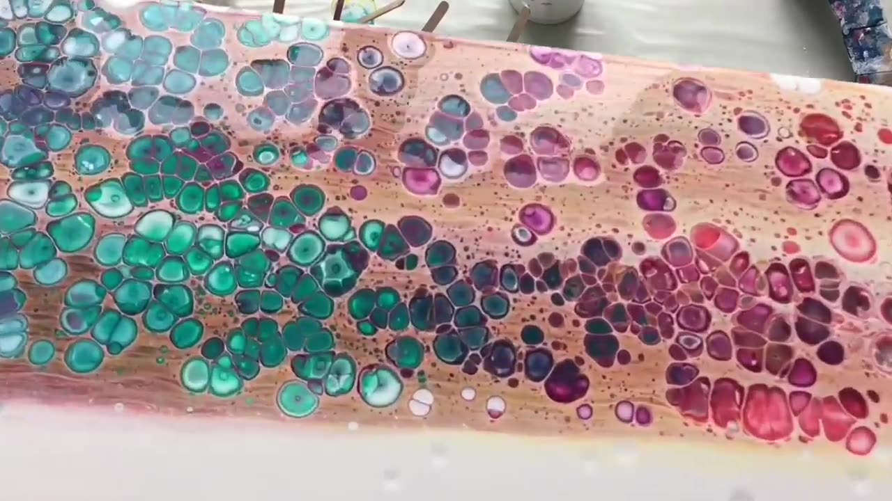 3D Rainbow Waterdroplets Acrylic pour painting tutorial