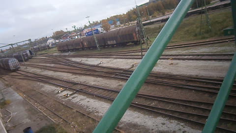 Utsikt vid gångbron över järnvägen vid Österleden, Landskrona 21 Okt. 2014