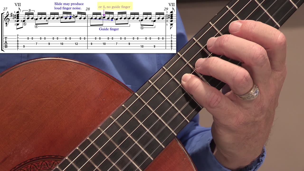 Technique Left-Hand, Part I. Video 33: Tremolo, transition m27-28, Option B