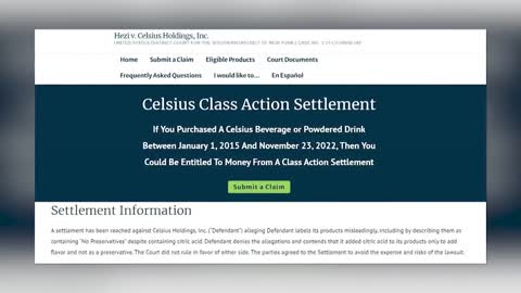 Celsius Energy Drink company settles class action lawsuit