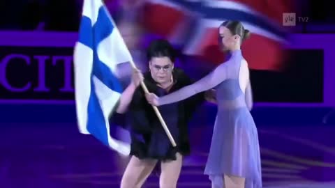 Opening ceremony of EU Championships in figure skating with transgender Finnish skater