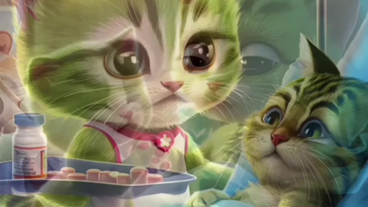 the care of green kitten for her mother. #cat #catshorts #catvideos