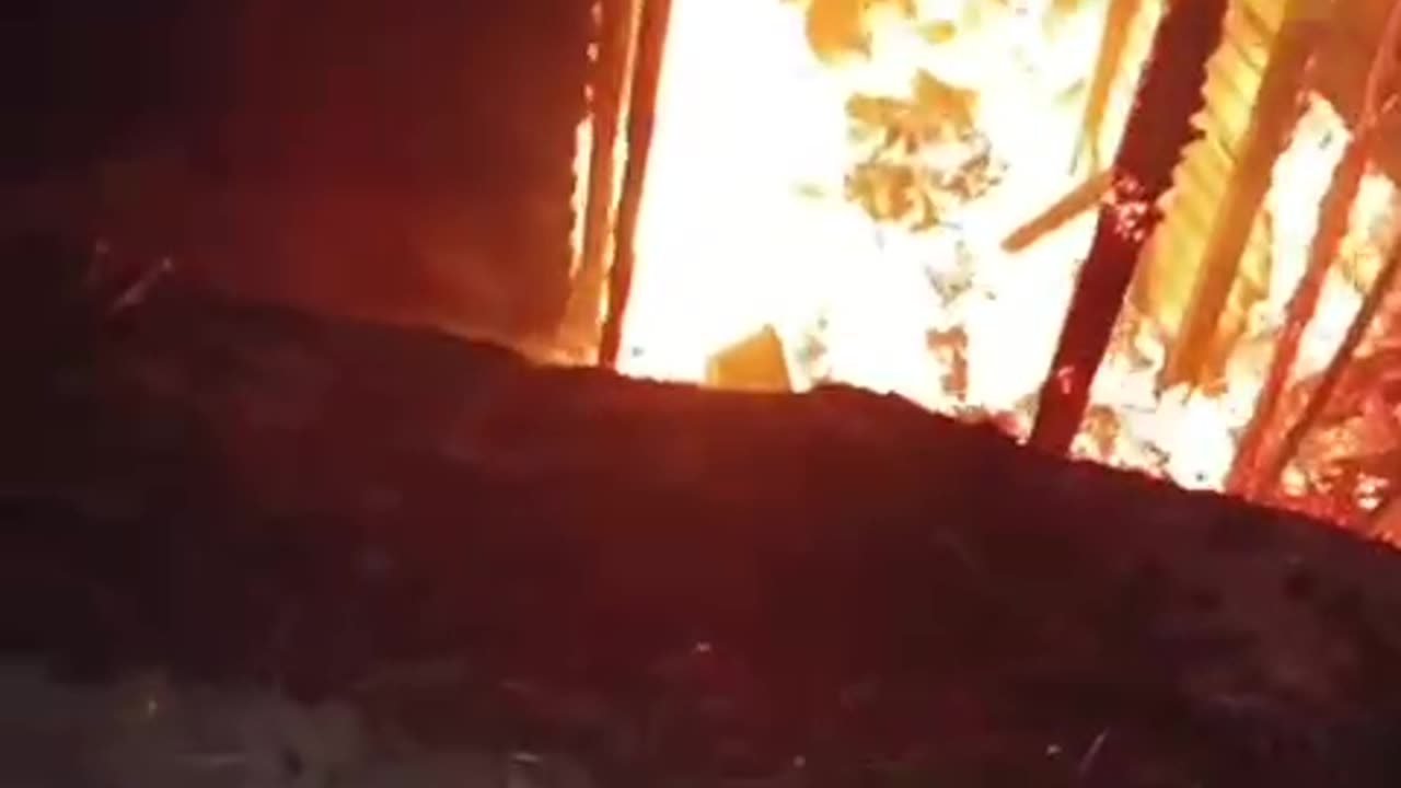 Russian Camp is Completely Engulfed in Flames