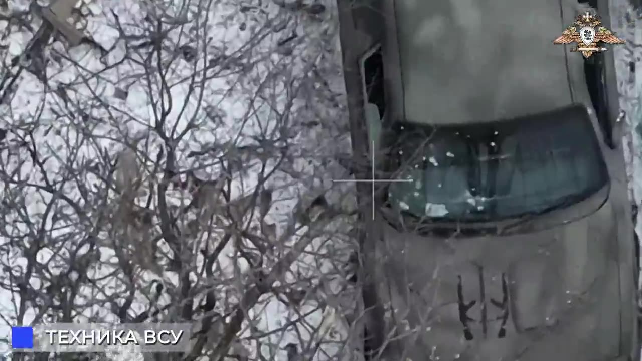 Ammunition dropped from a copter of the 132nd Brigade of the DNR on a Ukrainian pickup truck.