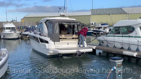 Bavaria S36 Coupe leaving her berth