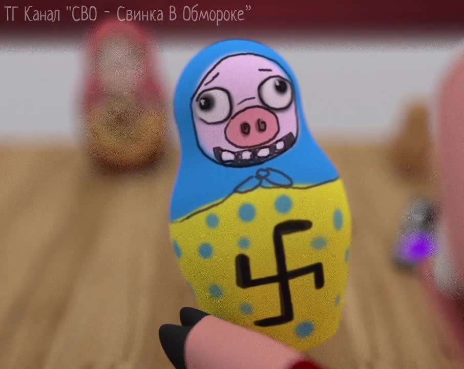 Ukrainian piglet 2 Piglet smashes Russian dolls