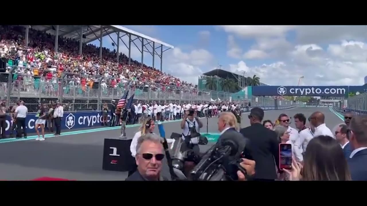 Donald J Trump - Crowd Goes Wild As President Trump Attends Formula One Miami Grand Prix