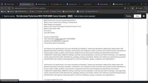 Title: Interviews/Texterviews With Your Name (The Udemy Course Creation) #2