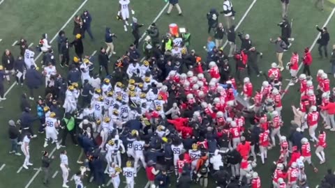 WATCH: The moment Ohio State players rush in and fight Michigan