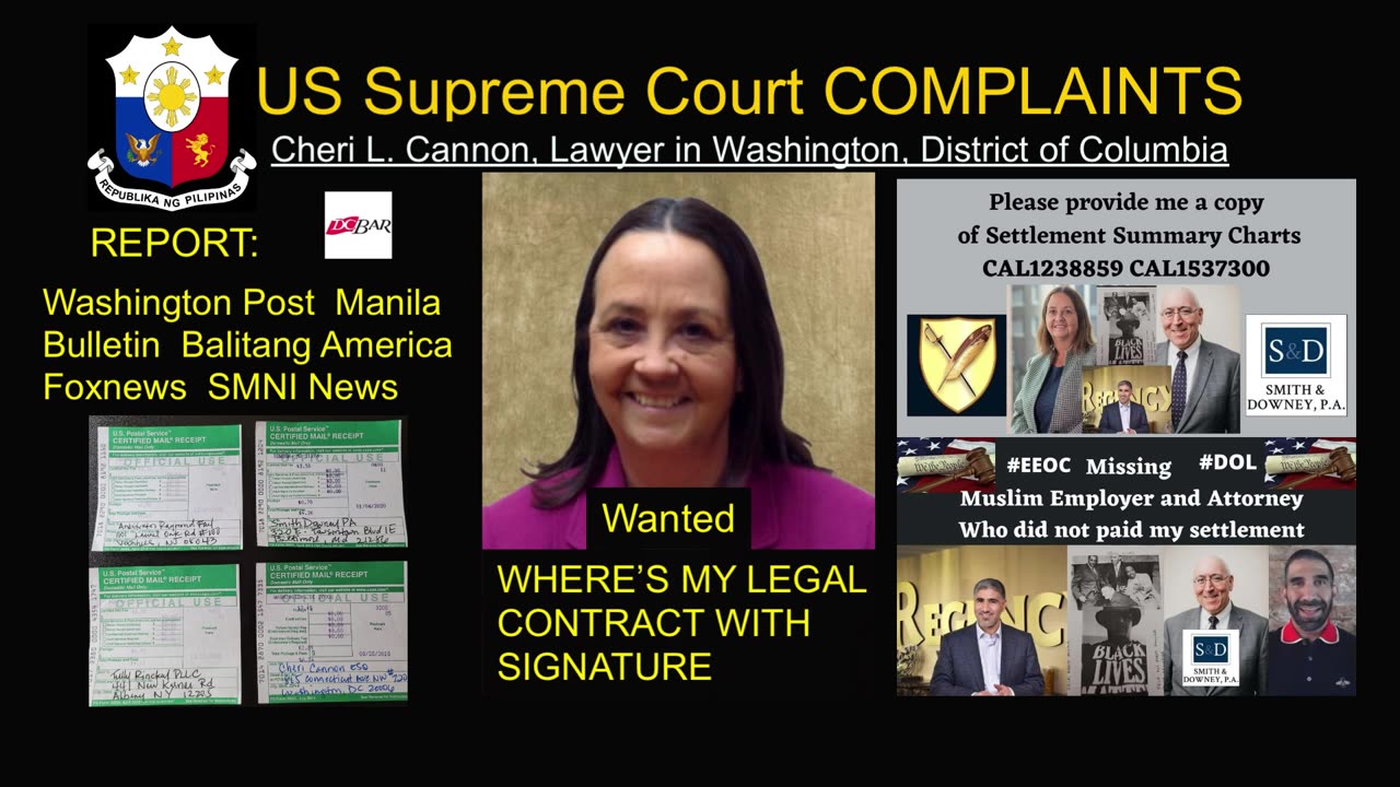 Cheri L. Cannon, Lawyer in Washington, District of Columbia - Client Complaints - Legal Malpractice Breach Of Contract - US Supreme Court Complaints - EEOC - DLLR - BBB - President BongBong Marcos - President Trump - President Duterte - President Biden -