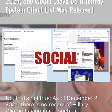 Fact Check: NO Evidence Hillary Clinton Said She Would Leave US If Epstein Client List Released