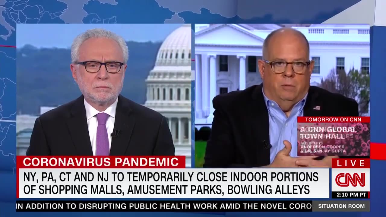 Larry Hogan March 18, 2020 CNN Wolf Blitzer COVID-19 Discussion