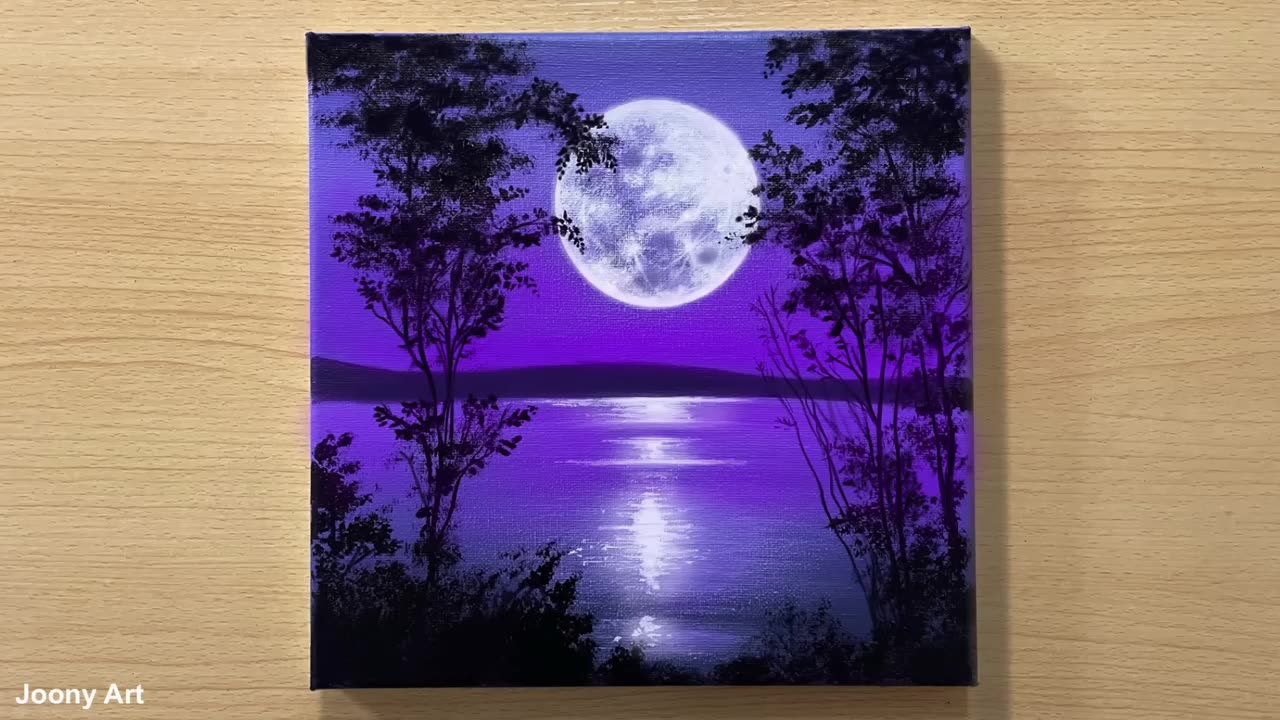 Full Moon Painting / Acrylic Painting for Beginners / STEP by STEP #173 / 보름달 풍경화