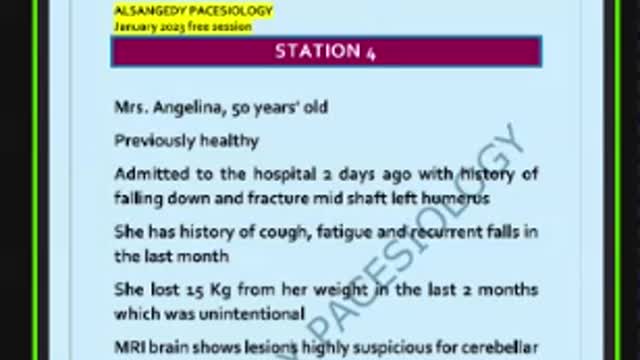 ST5.29 year old lady with a fainting attack, ST5.22 year old lady with weight loss