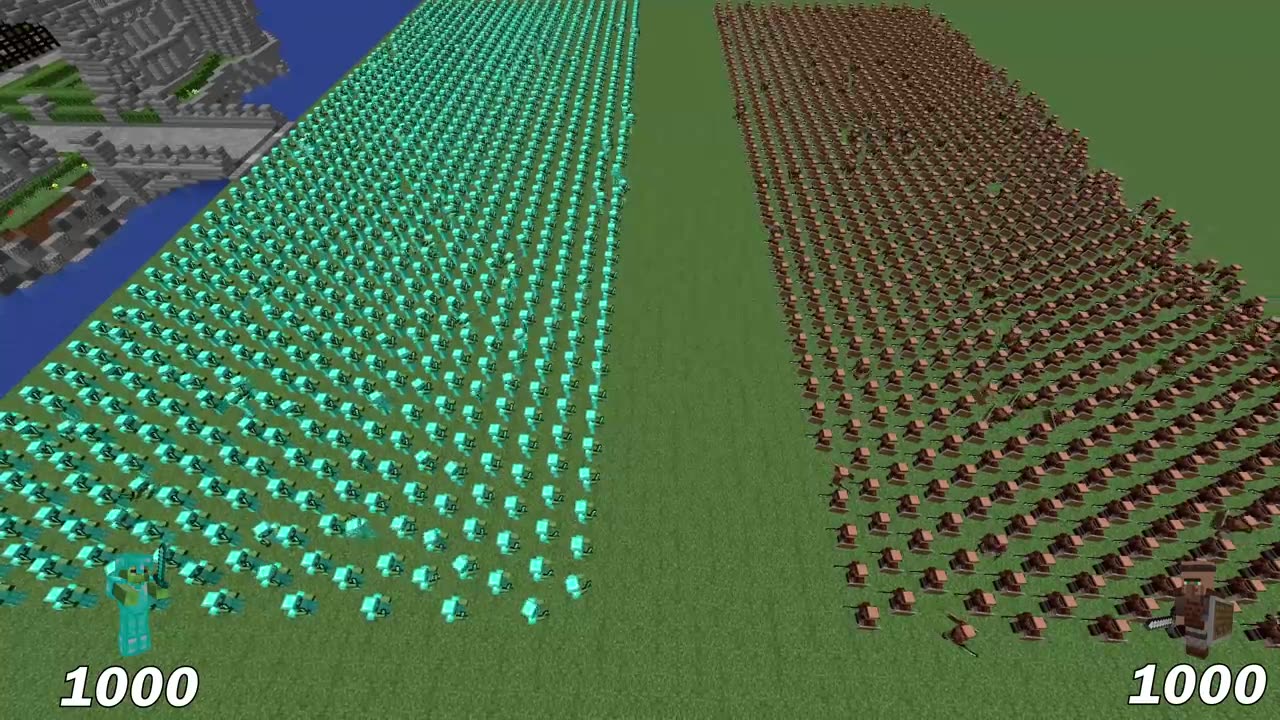 1000 Zombies Vs 1000 Guard Villagers Minecraft