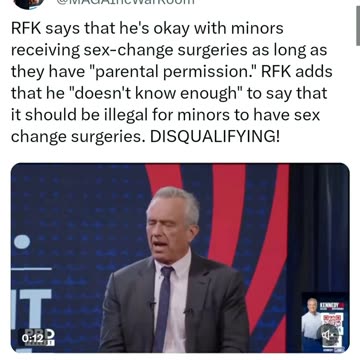 RFK, Robert F Kennedy Okay With Children Getting Sex Change