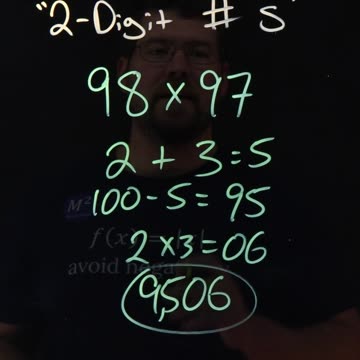 How to multiply 2-digit numbers | 98x97 | Minute Math Tricks Part 146 #shorts