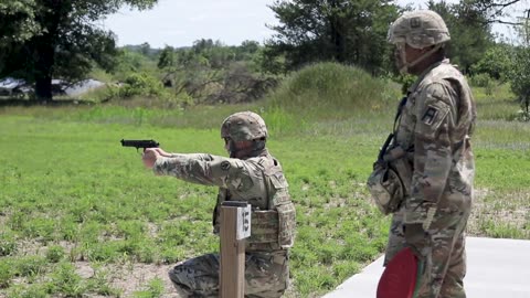 US Army Soldiers Discuss M9 Qualification Training