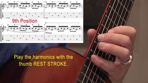 Leyenda Left-Hand Technique Part 1. Video #6: m1-8, 9th position, Es as harmonics