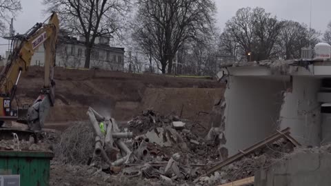 Rivningsarbete invid Svartbrödragränden, Helsingborg 23 Jan. 2018