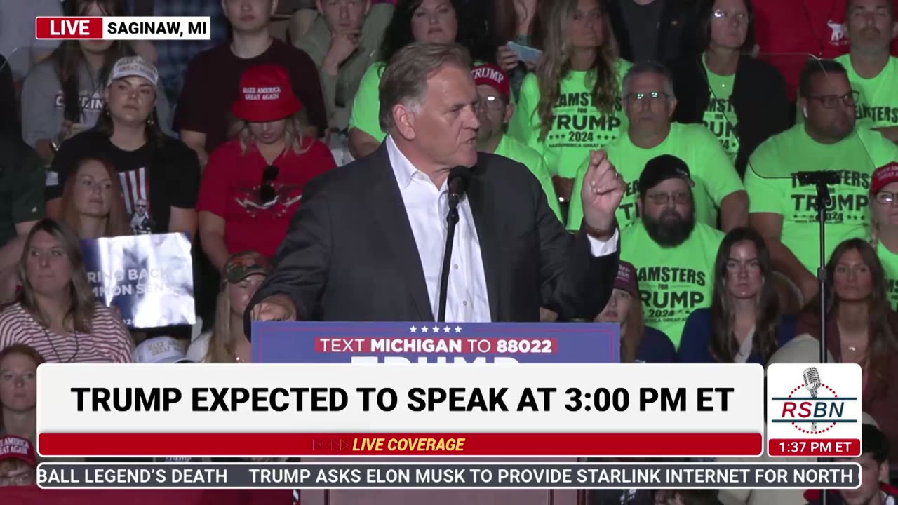 FULL SPEECH: Mike Rogers Speaks at Trump Rally in Saginaw, MI - 10/3/24