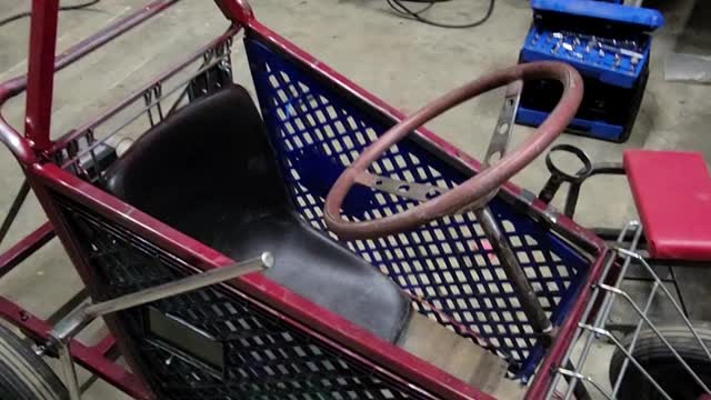 Go kart made from shopping kart