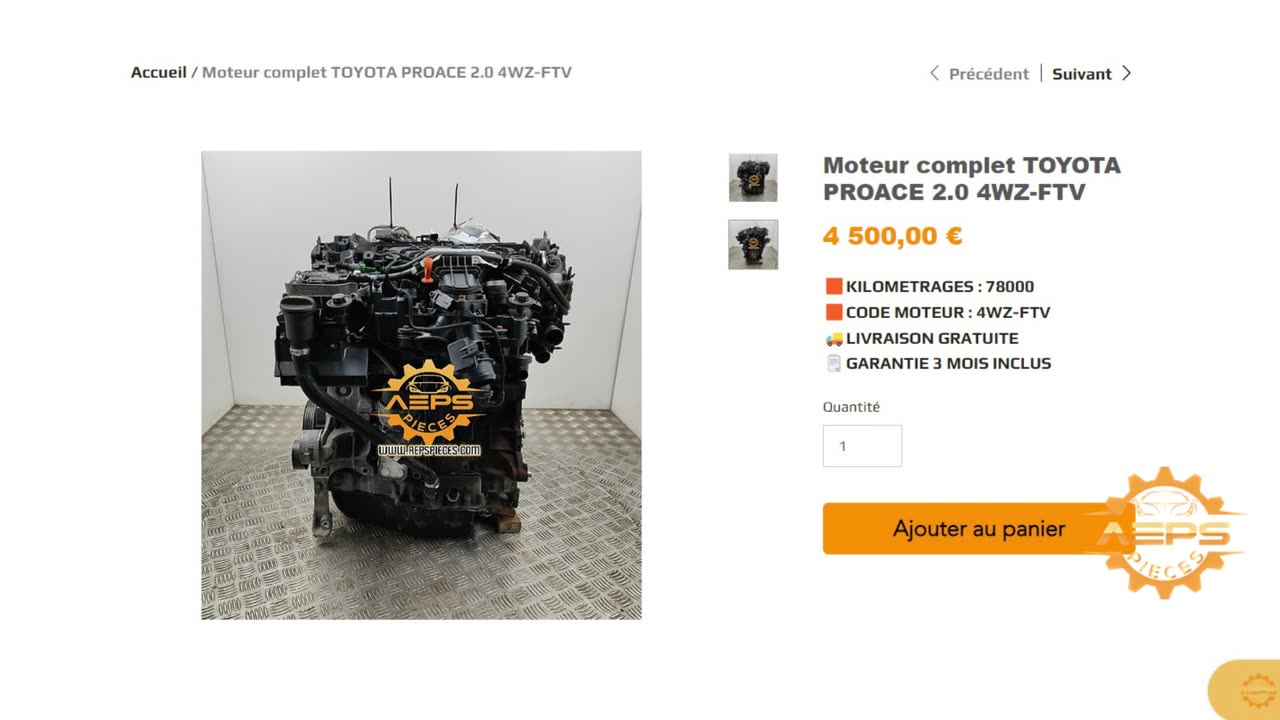 AEPSPIECES.COM - Moteur complet TOYOTA PROACE 2.0 4WZ-FTV