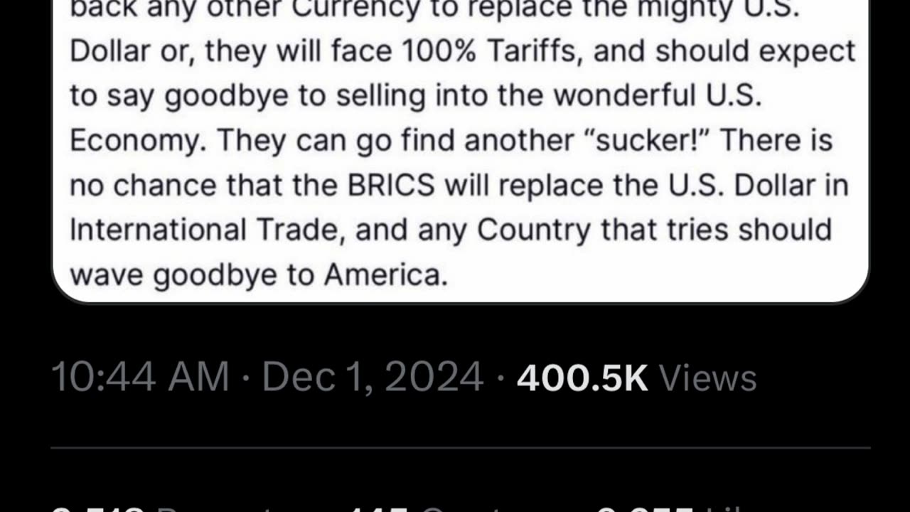 The "mighty U.S. dollar" is apparently so "mighty" that you need to threaten …