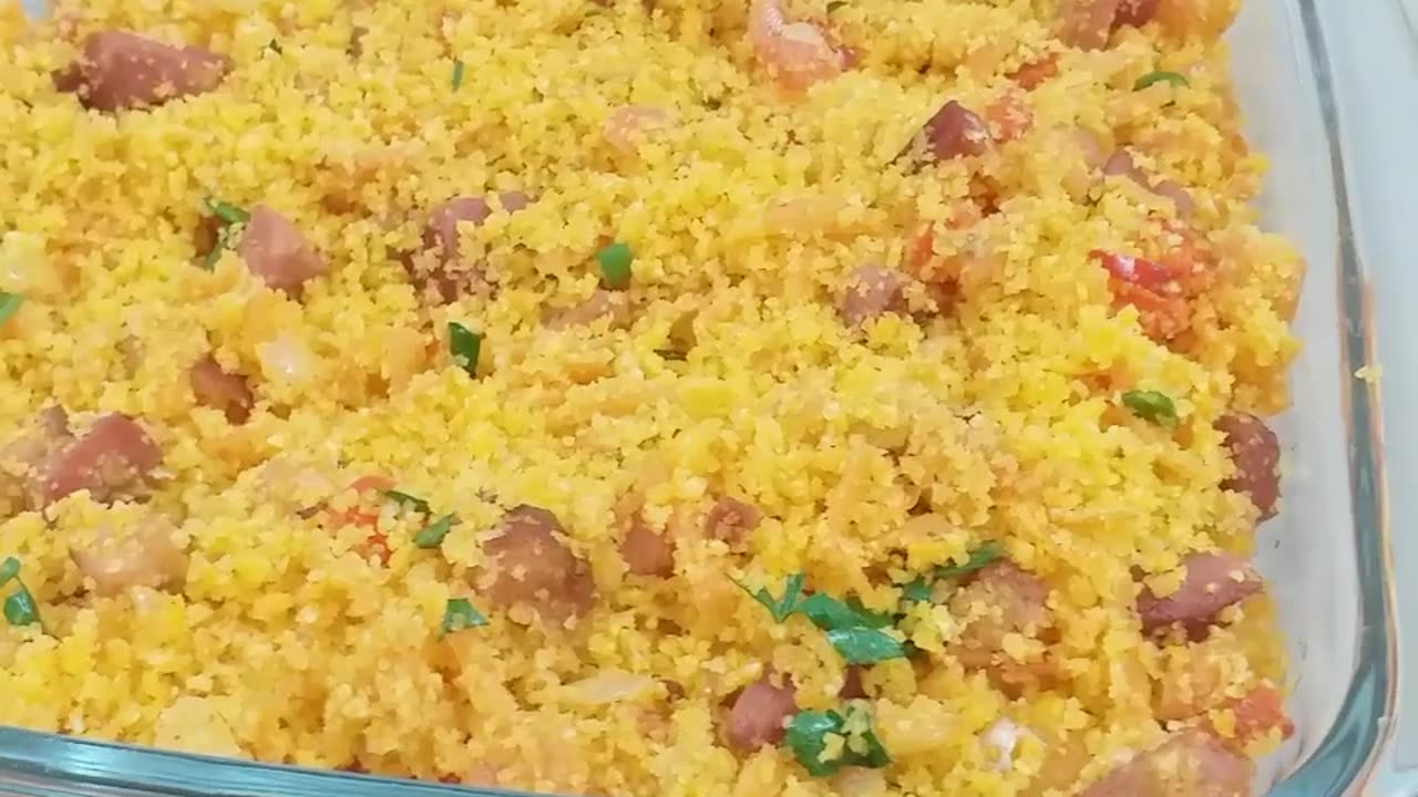 Farofa de cuscuz simples e deliciosa! Cuscuz feito no micro-ondas, pronto em minutos