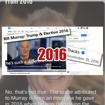 Fact Check: Bill Murray Did NOT Endorse Trump In 2024 -- Quote Is From 2016