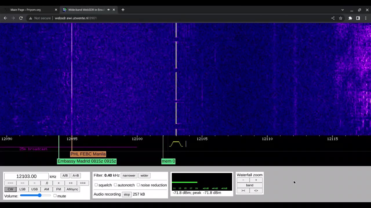 UNID Single Tone 01/02/2023 1302 UTC 12103kHz