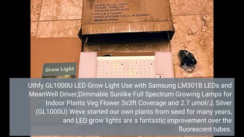 Uthfy GL1000U LED #GrowLight Use with Samsung LM301B-Overview