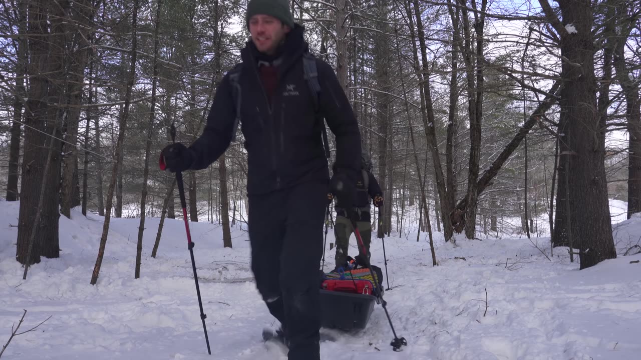 3 Days Winter Camping w/ Tarp - no tent, high winds, and falling through the ice!