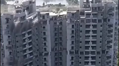 A falling building.