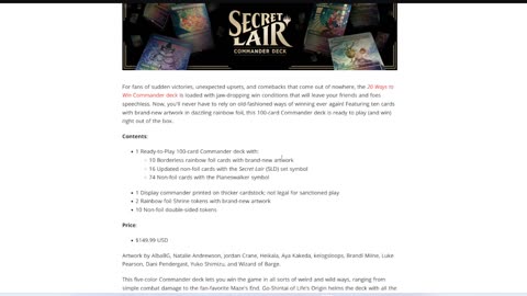 20 ways to win deck list for secret lair