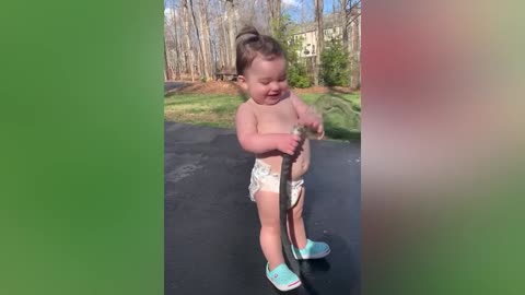 Try Not To Laugh, funniest babies Playing With Water