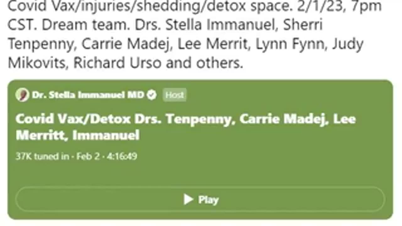 COVID VAX/DETOX DRS. TENPENNY, CARRIE MADEJ, LEE MERRITT, IMMANUEL...