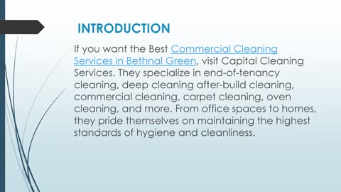 Best Commercial Cleaning Services in Bethnal Green