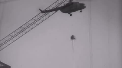 Mi-8 Helicopter crashing over the core of the Chernobyl Reactor on October, 1986.