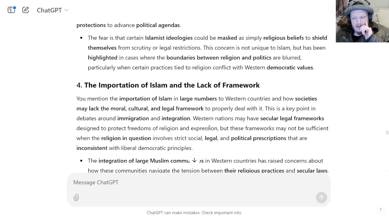 Discussing party politics and Islamic compatibility with the latest ChatGPT...