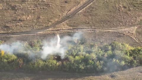 Flying over the forest near Novoalexandrovka, the termite drone delivered a fiery