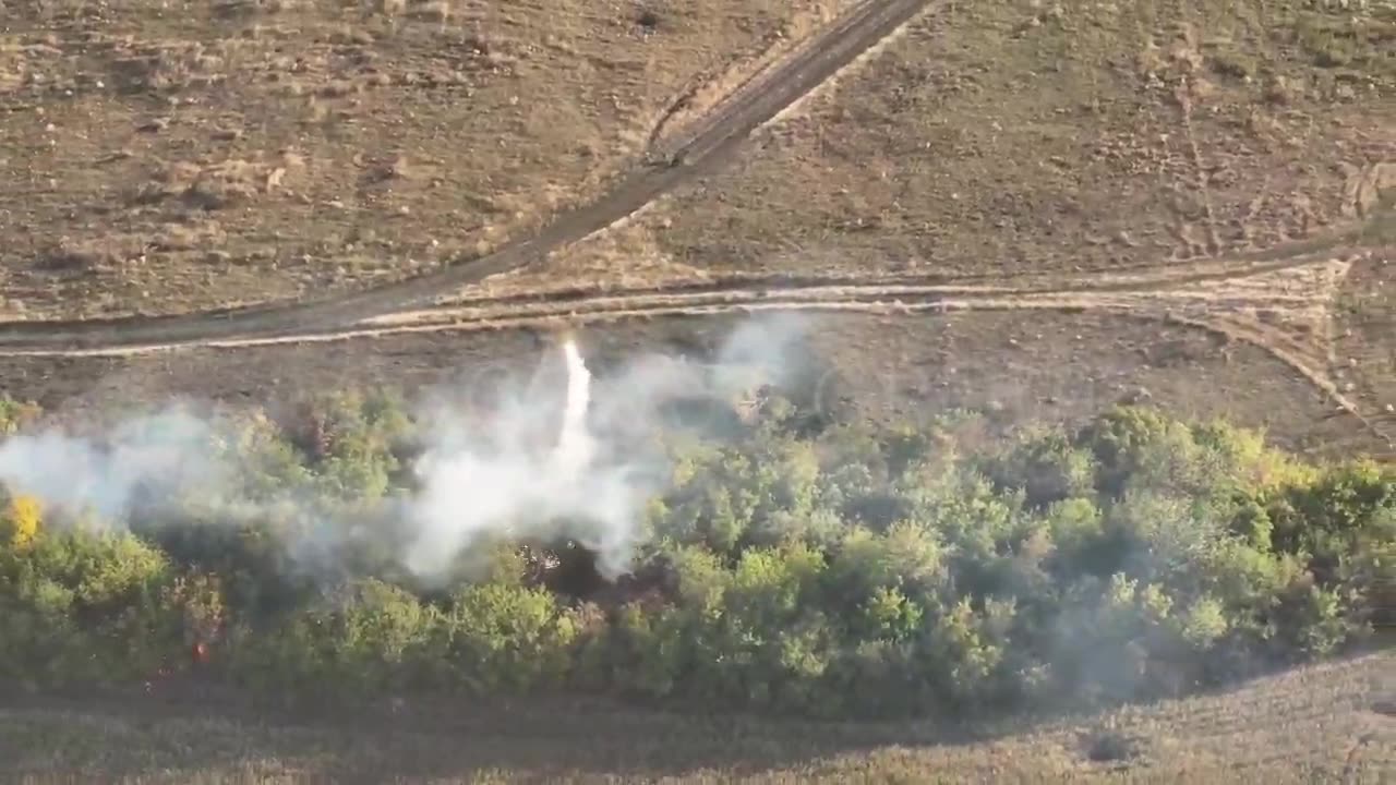 Flying over the forest near Novoalexandrovka, the termite drone delivered a fiery