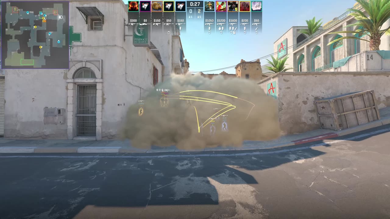 Vitality Dust 2 A Execute Smokes in CS2
