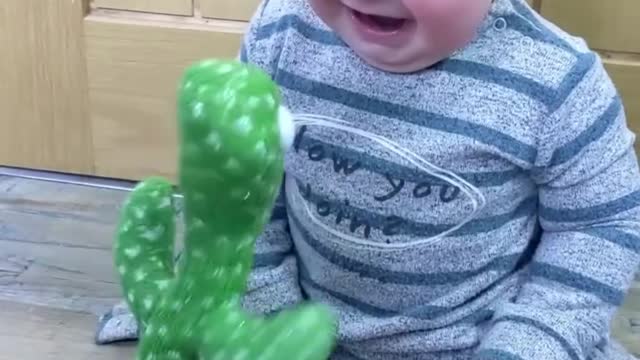 Cute Babies Playing with Dancing Cactus #shorts #shortvideo #funnybaby