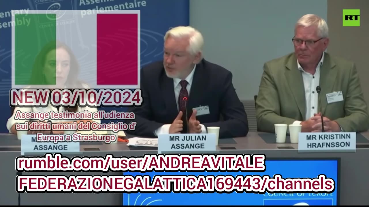 NEW 03/10/2024 Assange testimonia all'udienza sui diritti umani del Consiglio d'Europa a Strasburgo