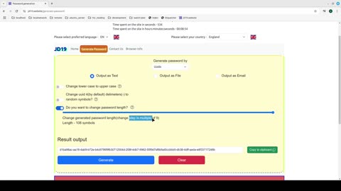 How to generate a password? Change password length. jd19.website