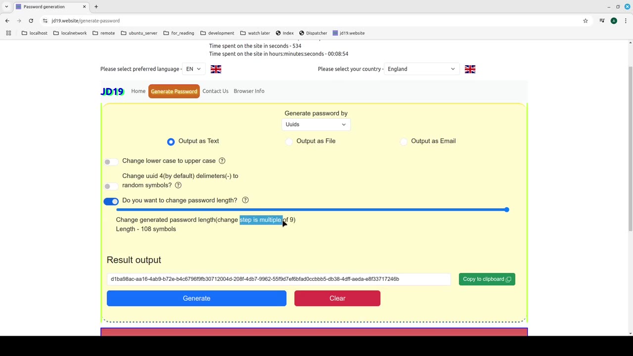 How to generate a password? Change password length. jd19.website