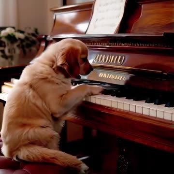 Funny dogs playing piano