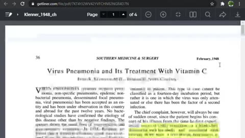 Did Dr. Fred Klenner treat Viral Pneumonia with Vitamin C in 1948?